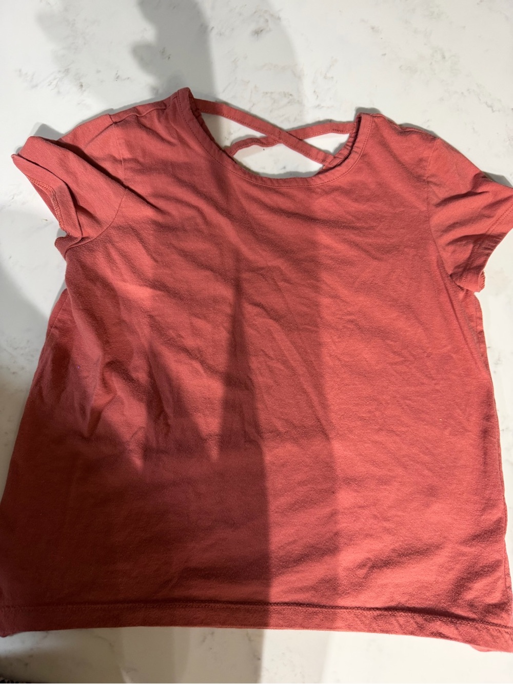 Women’s Short Sleeve Crisscross Back Top — Coral Pink